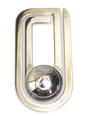 Auth Salvatore Ferragamo Gancini Money Clip Silver Metal - e61689a